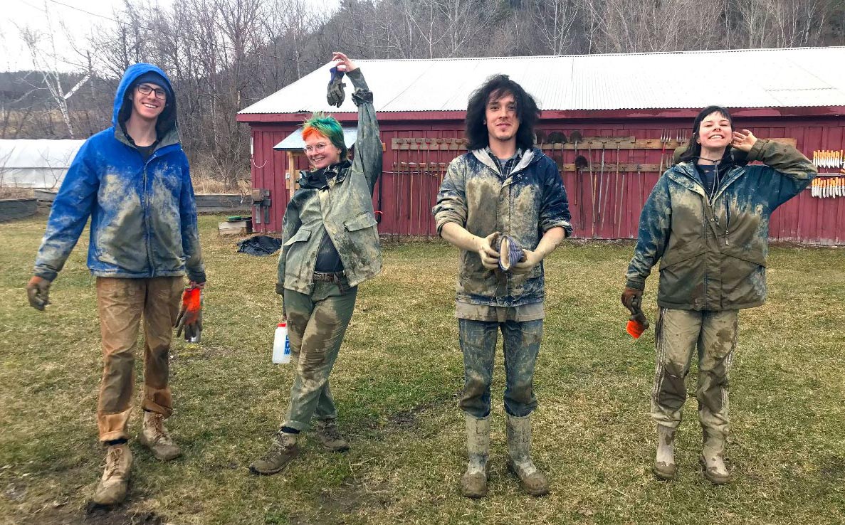 Left to right: Andy, Sage, Nathan and Keri arrived at VYCC in March to lead crews and farm projects.